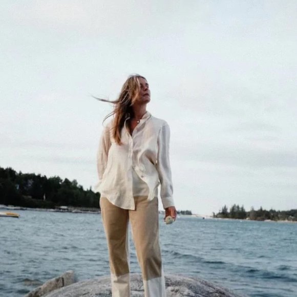 Rudy Jude Cream and Tan Straight Leg Pants - Picture 2 of 11